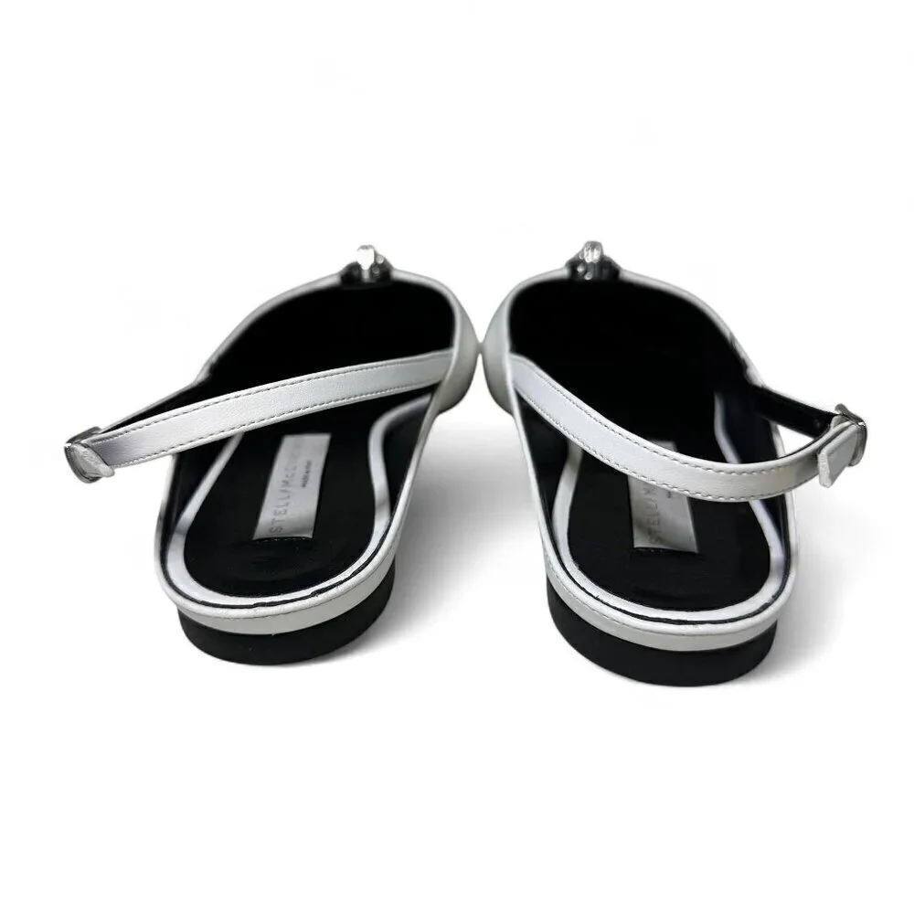 Stella McCartney White Zipit Slingback Flats EU 37 NWOT